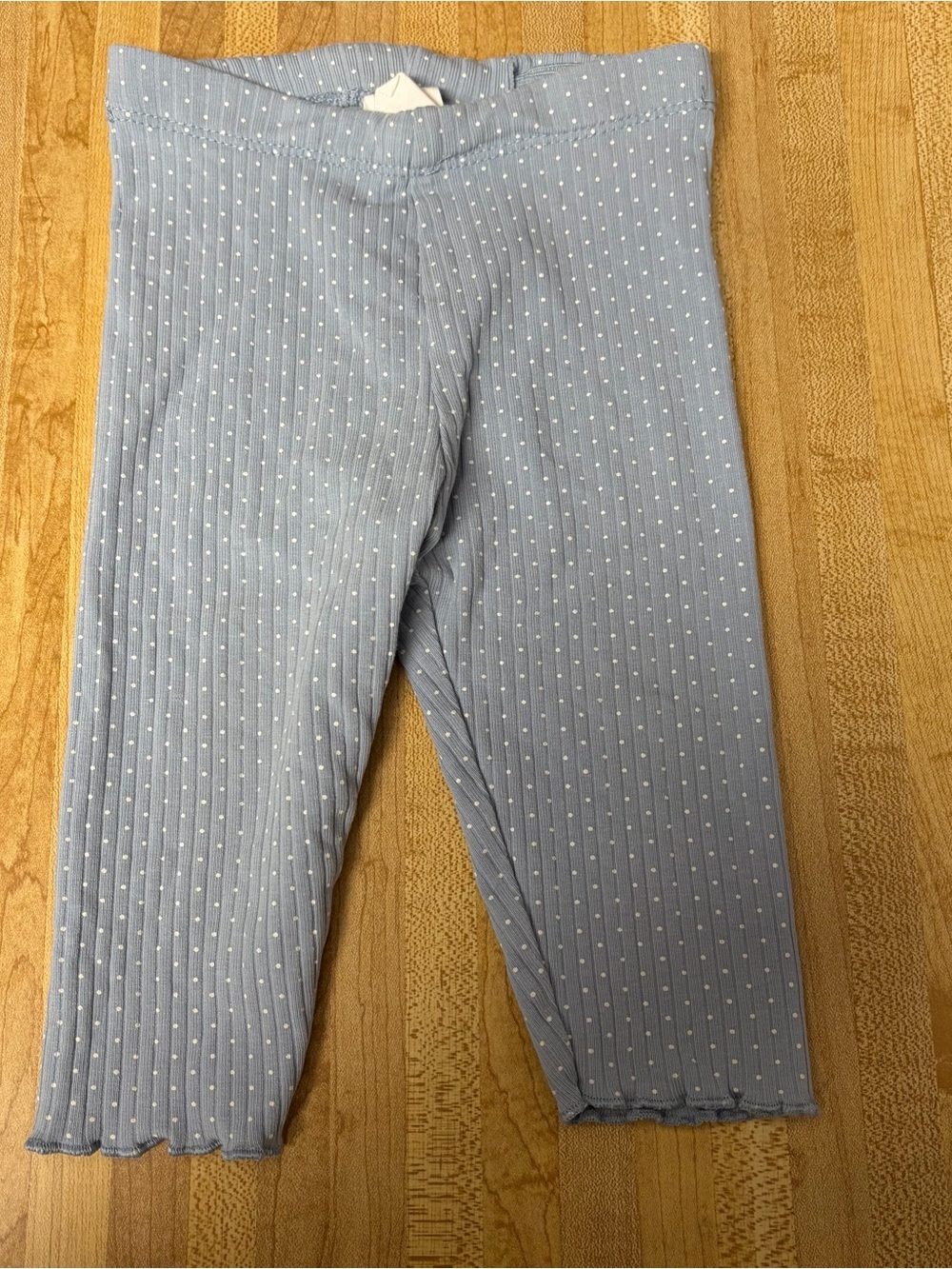 H&M Light Blue Ribbed Jogger Pants with White Dot Detail